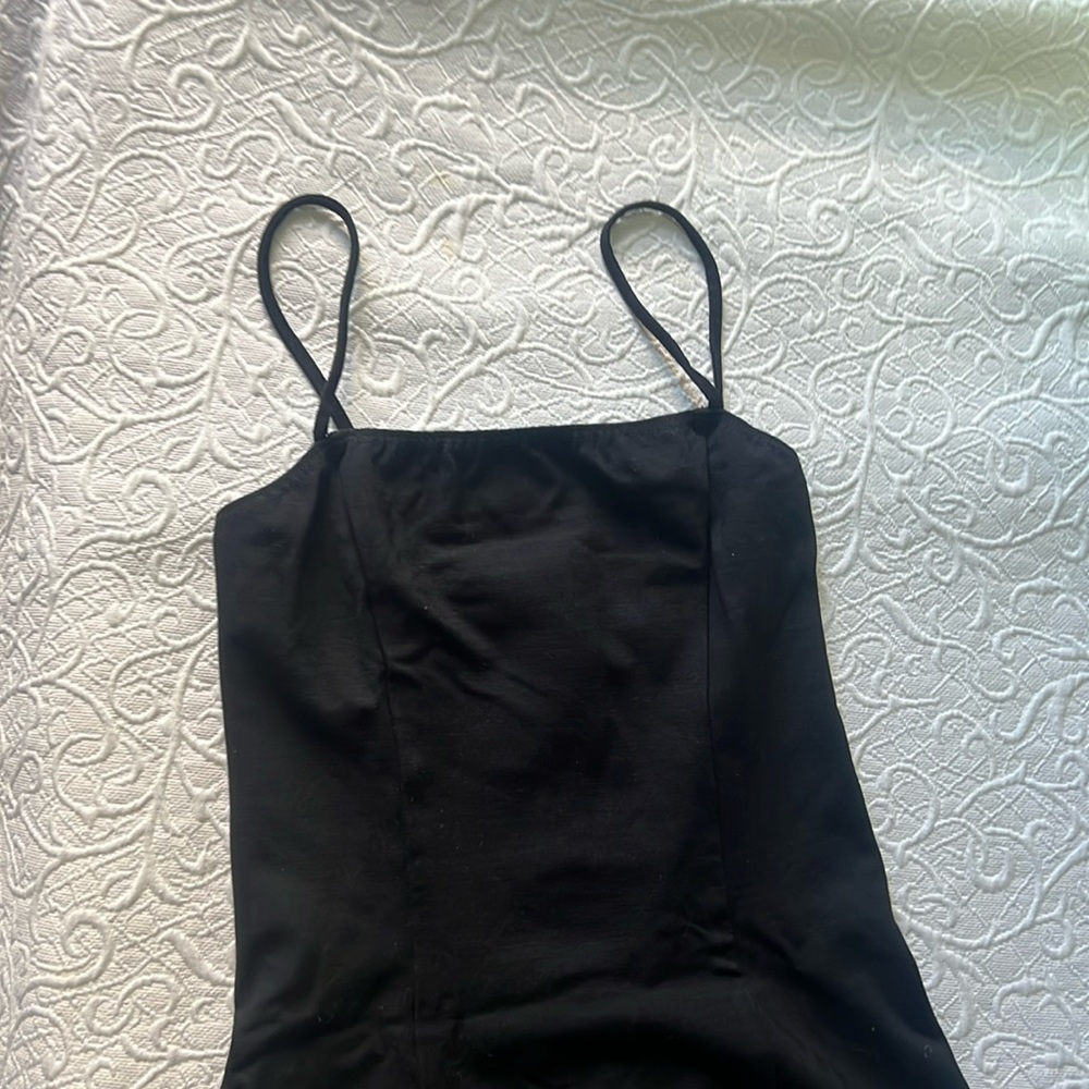 Reformation square neck black mini dress